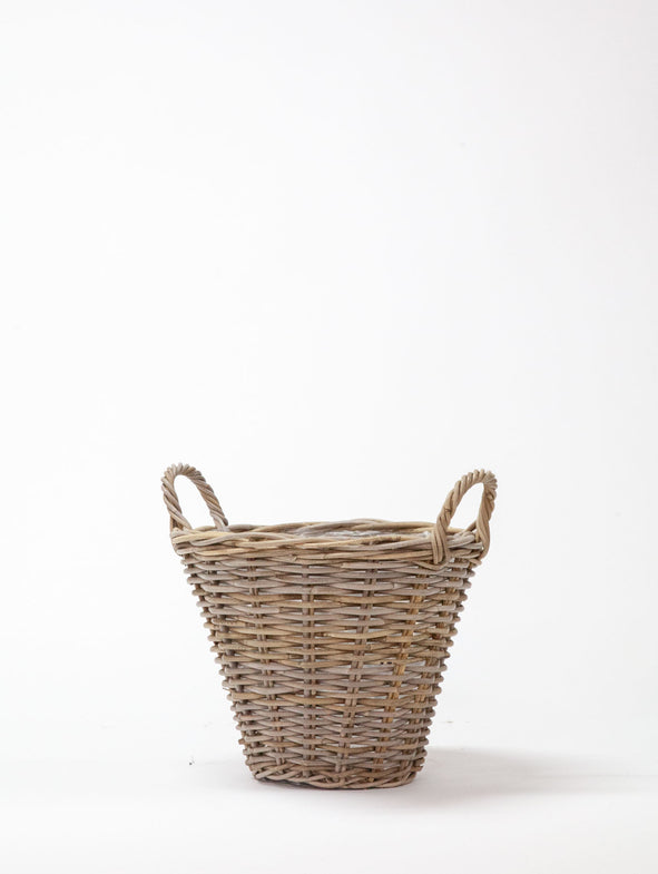 Handled Rattan Basket Planter